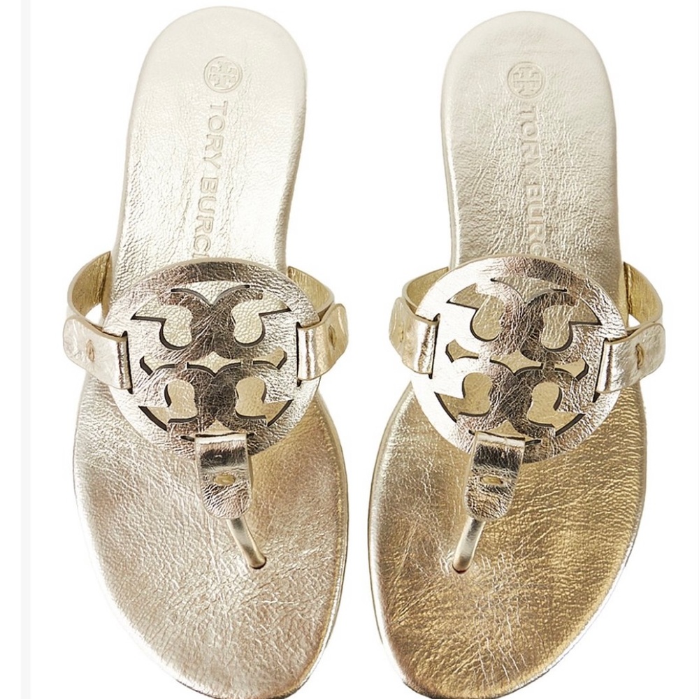 Tory Burch Miller Metallic wrinkled leather. Spark Gold size 6.5 worn once.